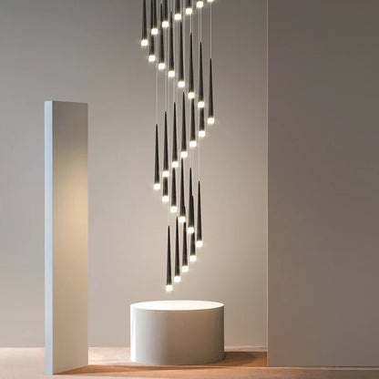 DecorBites™ Loft Black LED Stair Chandelier for Modern Living Room and Restaurant