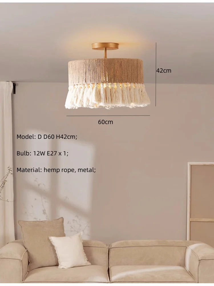 DecorBites™ Hemp Rope E27 LED Pendant Lights Chandelier Lighting - Nordic Minimalism