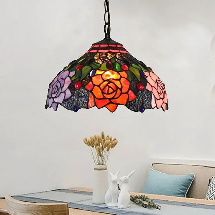 DecorBites™ Luxury Tiffany Style Stained Glass Pendant Light