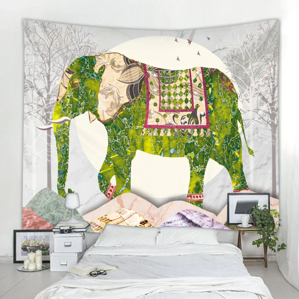 DecorBites™ Elephant Tarot Psychedelic Tapestry for Home Decor and Yoga Room Zen Vibes