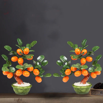 DecorBites™ Jade Kumquat Tangerine Tree Bonsai: Handmade Chinese Decor Ornaments