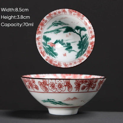 كوب شاي الكونغ فو من سيراميك ديكوربايتس™ باللونين الأزرق والأبيض - أكواب ساكي بورسلين على الطريقة اليابانية