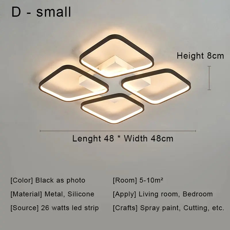 DecorBites™ Black LED Chandelier Ceiling Light Remote Control Fixture for Living Room, Bedroom & Kitchen