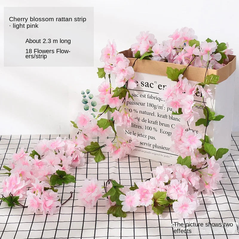 ديكور بايتس™ 250 سم من زهور الورد على شكل إكليل من الكرمة وخلفية من قصب الخريف