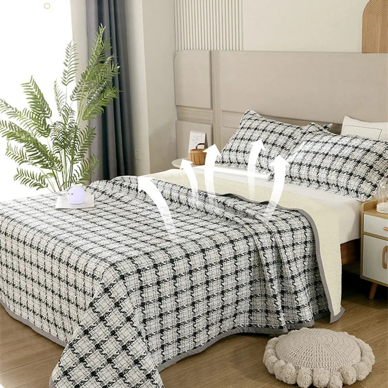 طقم غطاء سرير مزدوج من القطن من DecorBites™ بتصميم زهور لديكور سرير منزلي صحي