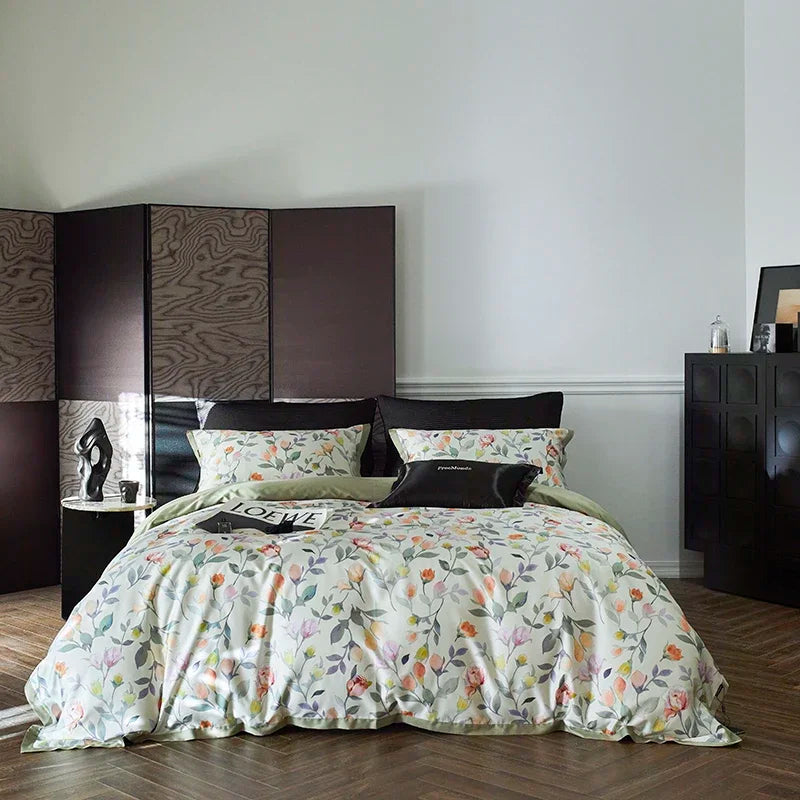 Juego de cama DecorBites™ Luxe 100s de algodón egipcio: sábana, manta, funda nórdica y funda de almohada