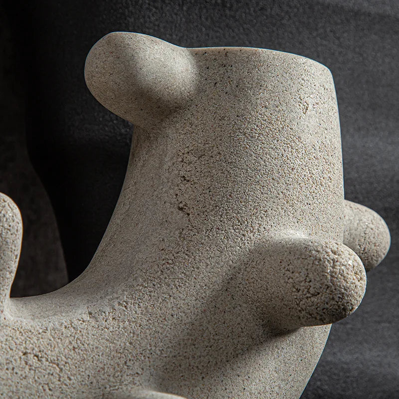 ديكور بايتس™ - منحوتة راتنجية على شكل صبار هندسي - ديكور منزلي - زينة يدوية بقوس دائري