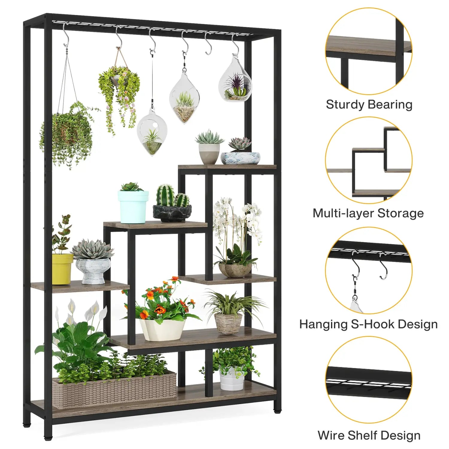 DecorBites™ Modern 5-Tier Tall Metal Plant Stand