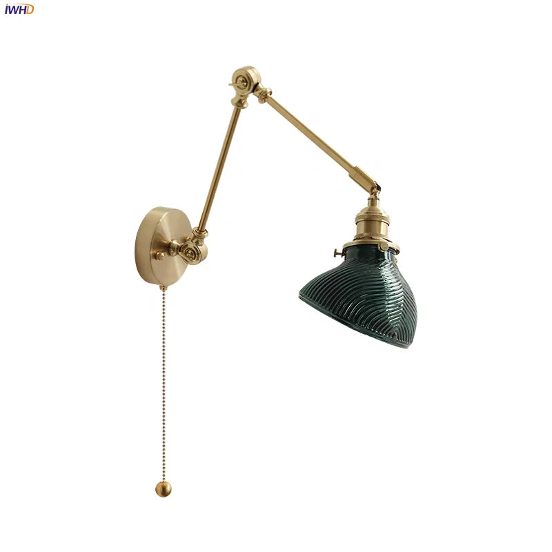 Decorbites™ Glas Grünes LED Wandlampenarmatur Vintage Grüner Schwingarm-Wandleuchte