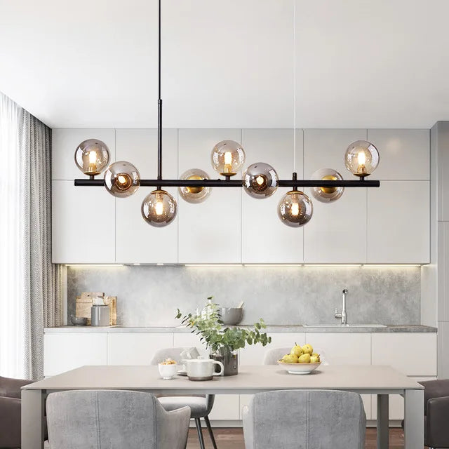 Lámpara colgante LED de bola de cristal dorada Decorbites™ , 11 cabezales, diseño nórdico moderno