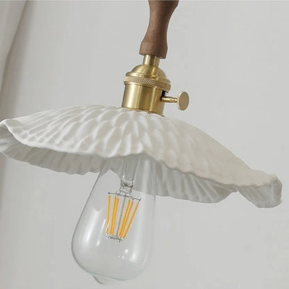 DecorBites™ Ceramic Walnut Wood Pendant Light Fixture - Adjustable LED Lamparas for Study Aisle