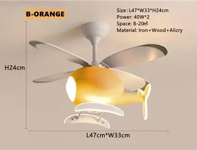 DecorBites™ Helicopter Ceiling Fan Chandeliers: Nordic Creative Kids Room Decor Lamp
