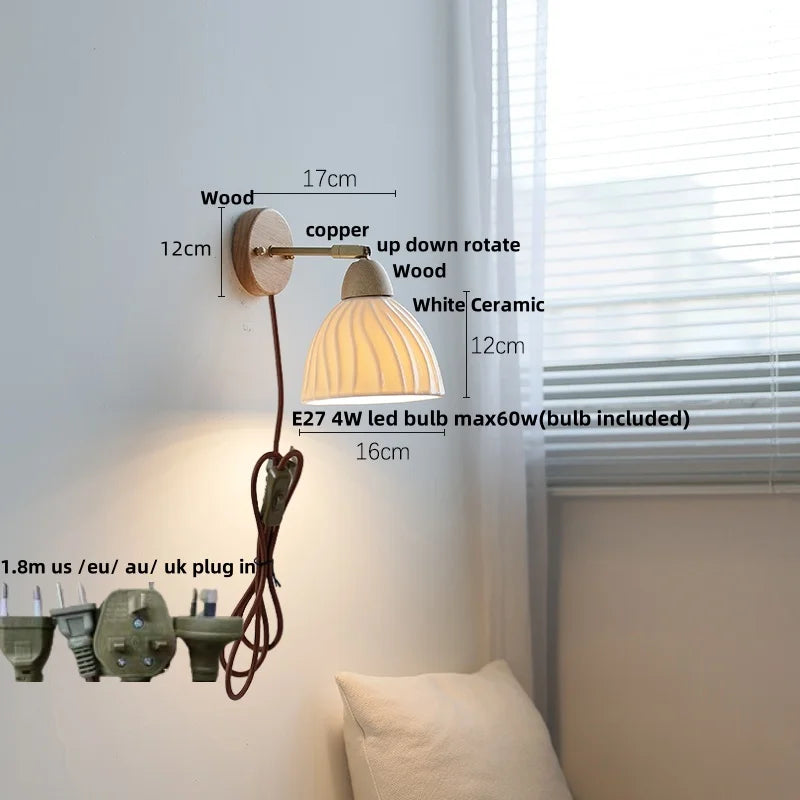 Aplique de pared LED DecorBites™ de madera de hierro, lámpara de noche giratoria, aplique de pared