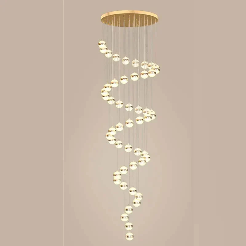 DecorBites™ Gold Acrylic Chandelier - Modern Staircase LED Lighting