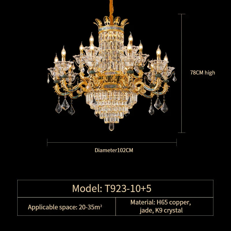 Copper Crystal Chandelier 34-Head D163cm