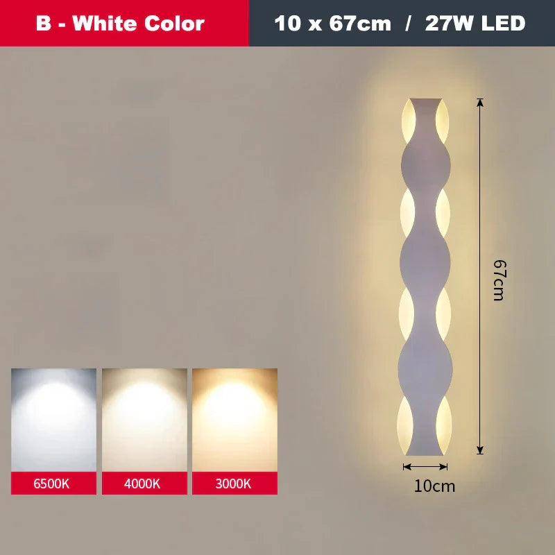 Aplique de pared LED ondulado DecorBites™ para pasillos interiores, dormitorios y sofás