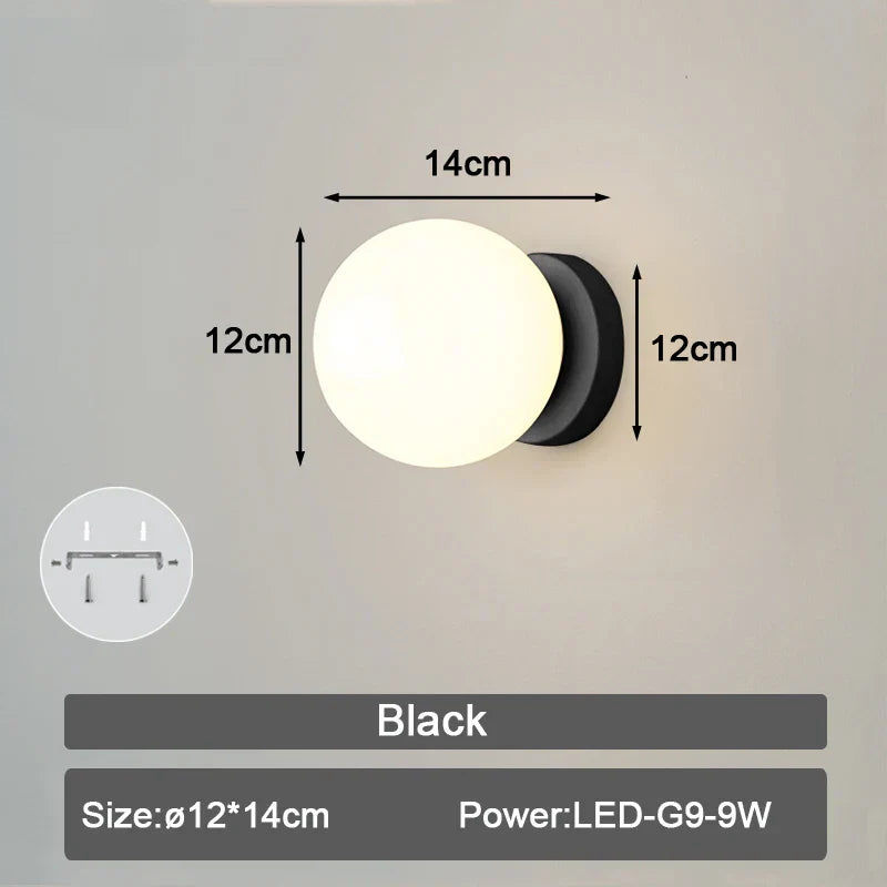 DecorBites™ Frosted Glass Ball LED Wall Lamp for Corridor, Aisle, and Bedroom
