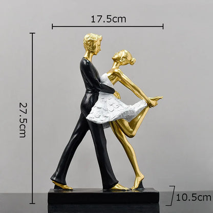 DecorBites™ Golden Tango Dancer Couple Sculpture Home Decor Figurines