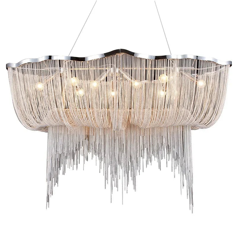 DecorBites™ Aluminum Tassel Chandelier: Modern Nordic Style Pendant Lamp for Living Room