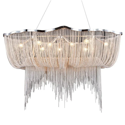 DecorBites™ Aluminum Tassel Chandelier: Modern Nordic Style Pendant Lamp for Living Room