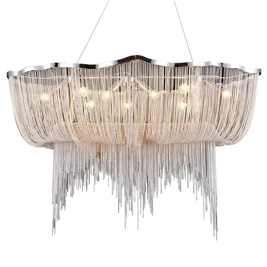 DecorBites™ Aluminum Tassel Chandelier: Modern Nordic Style Pendant Lamp for Living Room