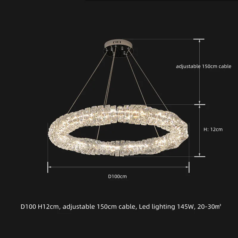 DecorBites™ Dimmable Crystal Chandelier Pendant Light for Modern Luxury Living Room.