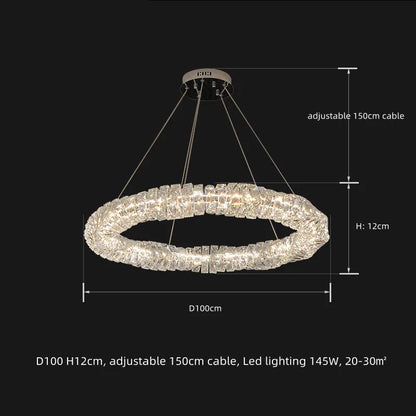 DecorBites™ Dimmable Crystal Chandelier Pendant Light for Modern Luxury Living Room.