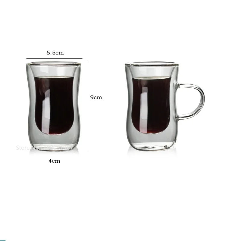 DecorBites™ Double Glass Insulated Tea Cup Set - 80ml European Design