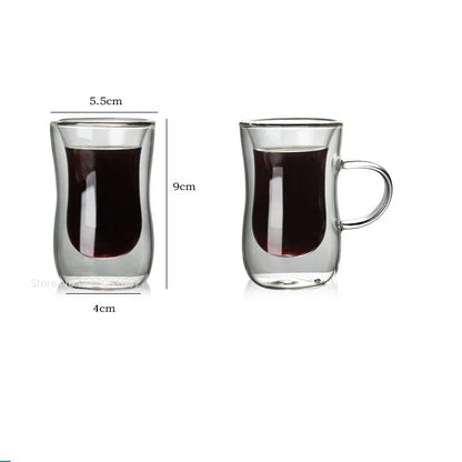 DecorBites™ Double Glass Insulated Tea Cup Set - 80ml European Design