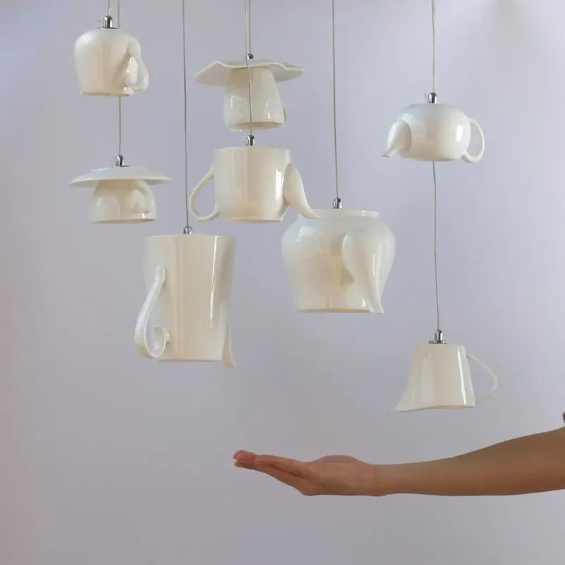 DecorBites™ Ceramic LED Pendant Lights: Nordic Teapot Design for Modern Living and Kitchen.