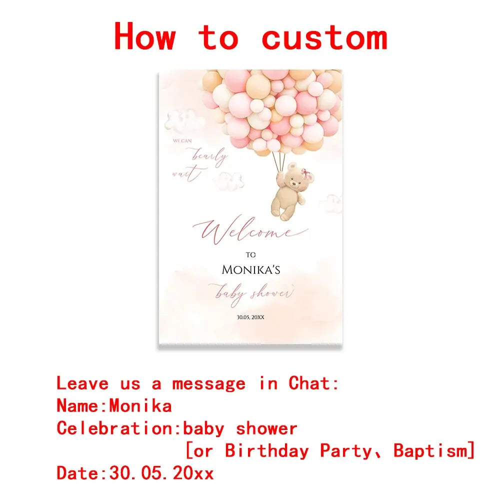 DecorBites™ Personalized Teddy Bear Baby Shower Welcome Sign