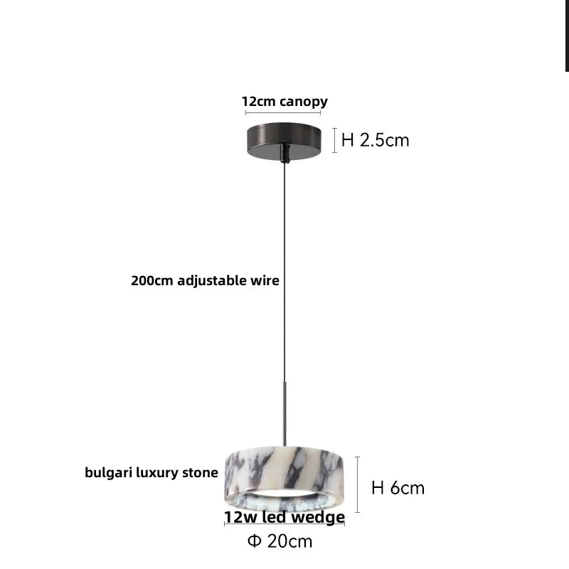 DecorBites™ Bulgari Stone LED Pendant Lamp - Natural Marble Hanging Light