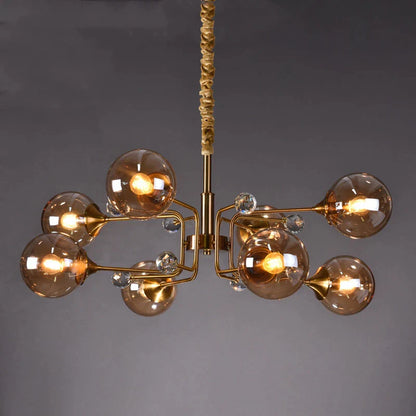 DecorBites™ Glass Bubble Chandelier: Luxury LED Glass Ball Suspension Lamp for Living Room, Bedroom, and Shop