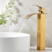 Grifo de baño oro rosa de latón Decorbites™: Mezclador de cascada para lavabo