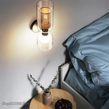 DecorBites™ Double Head Iron Net Glass Wall Lamp for Modern Lighting Home Decor