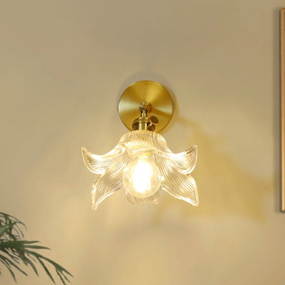 DecorBites™ Clear Flower Glass LED Wall Lamp with Pull Chain Switch
