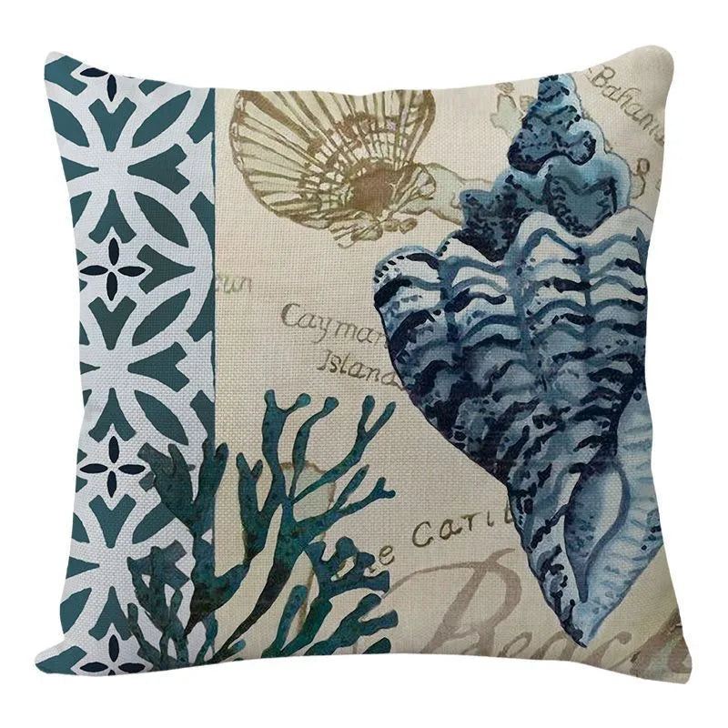 DecorBites™ Coastal Cushion Cover - Sea Theme Decorative Sofa Pillowcase