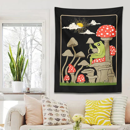 Decobites Cute Frog Tapestry Wall Hanging for Retro Aesthetic Bedroom Decor