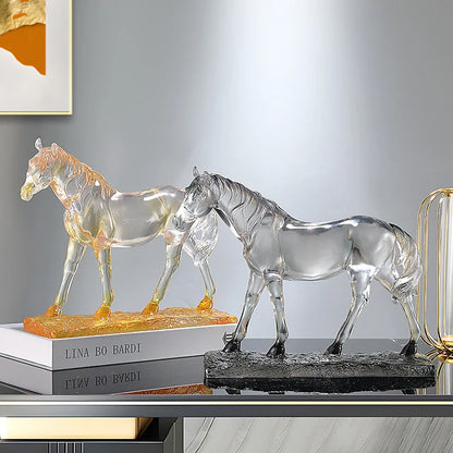 Decorbites™ Pferdeharz-Ornament: Simuliertes Tier-Skulptur, Transparent Farbiges Dekor, Heimfigur