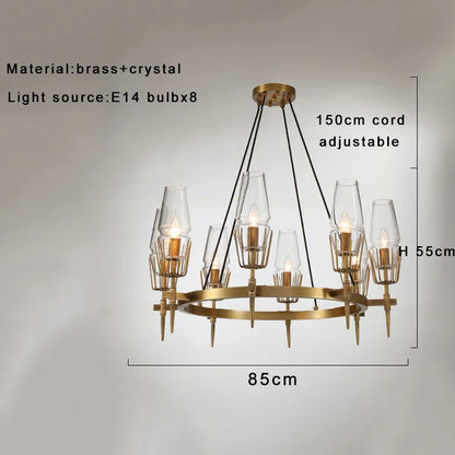 DecorBites™ Copper & Glass Chandelier - Luxury Lighting Fixture for Living, Dining, Bedroom - Dimmable