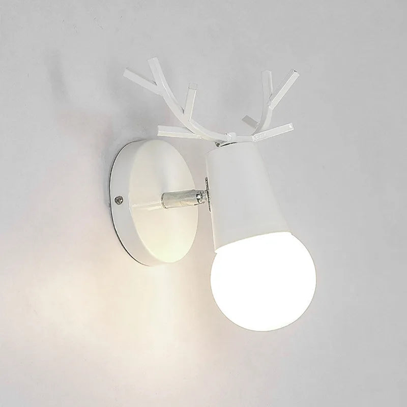 Wooden Antlers Wall Lamp