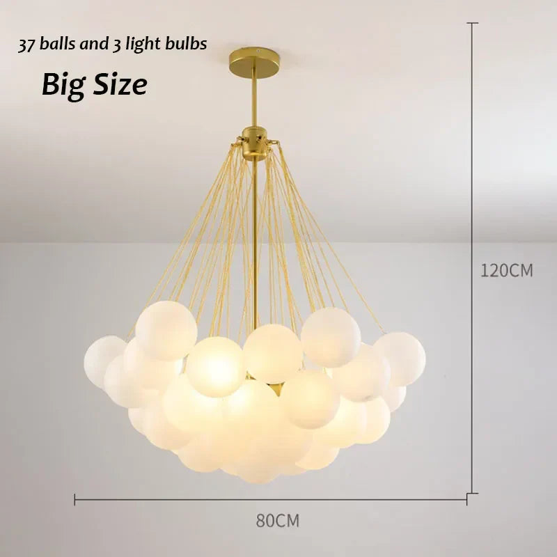 DecorBites™ Glass Chandelier: Nordic 19/37 Ball LED Lighting, Black Gold Pendant for Home Décor