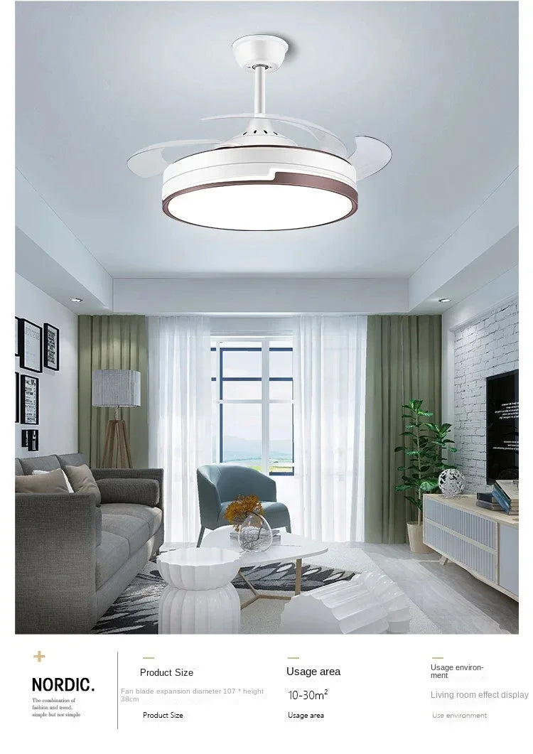 Ventilador de techo DecorBites™ de cobre con iluminación de bajo consumo, estilo moderno y 6 velocidades variables.