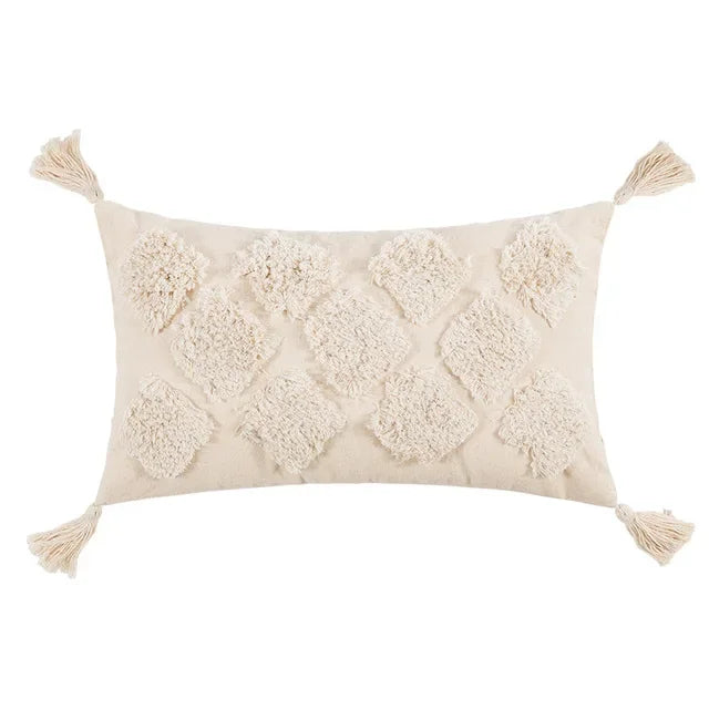 غطاء وسادة ديكوربايتس™ بيج بتصميم بوهو، مقاس 45×45/30×50 سم - غطاء وسادة مربع مصنوع يدويًا