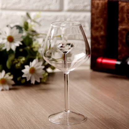 DecorBites™ Clear Diamond Glass Red White Wine Champagne Flutes Goblets - Lovely Gift