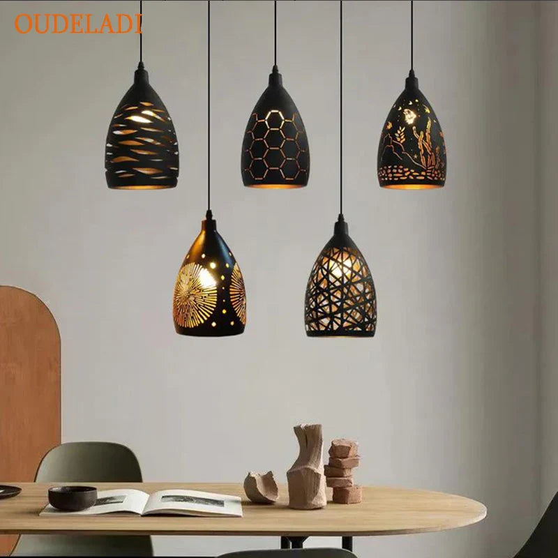 DecorBites™ LED Iron Cage Pendant Light - Modern Metal Fixture for Living Room and Restaurant
