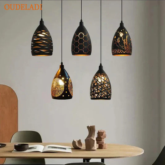 DecorBites™ LED Iron Cage Pendant Light - Modern Metal Fixture for Living Room and Restaurant