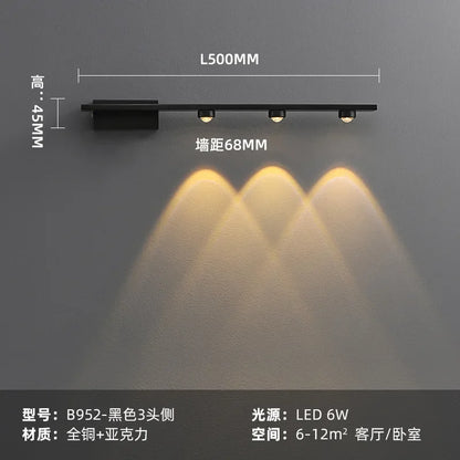 مصباح حائط DecorBites™‎ LED نحاسي عصري بجانب السرير للقراءة داخل المنزل بتصميم نورديك سكون