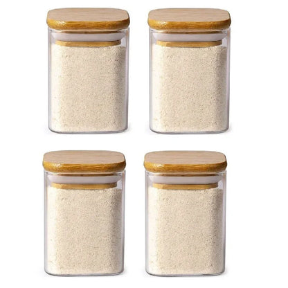 Frasco de vidrio DecorBites™ con tapa de bambú: recipiente para almacenar té, café y más.