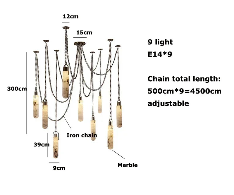 Chandelier LED de Cromo Dorado Decorbites™ para Comedor - Diseño de Mármol 2025